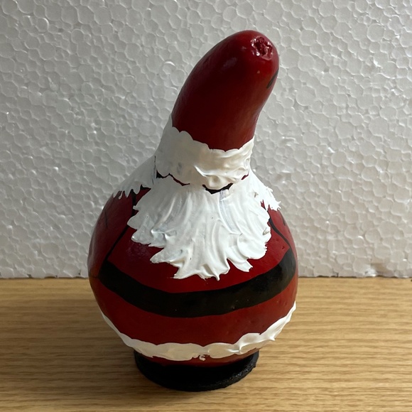 Santa Claus Gourd 6" Standing Hand Painted Christmas Red & White Textured Cute! - Picture 3 of 8